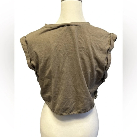 Mable AMORET SLEEVELESS CROP TOP  Small Olive Green - Picture 2 of 4